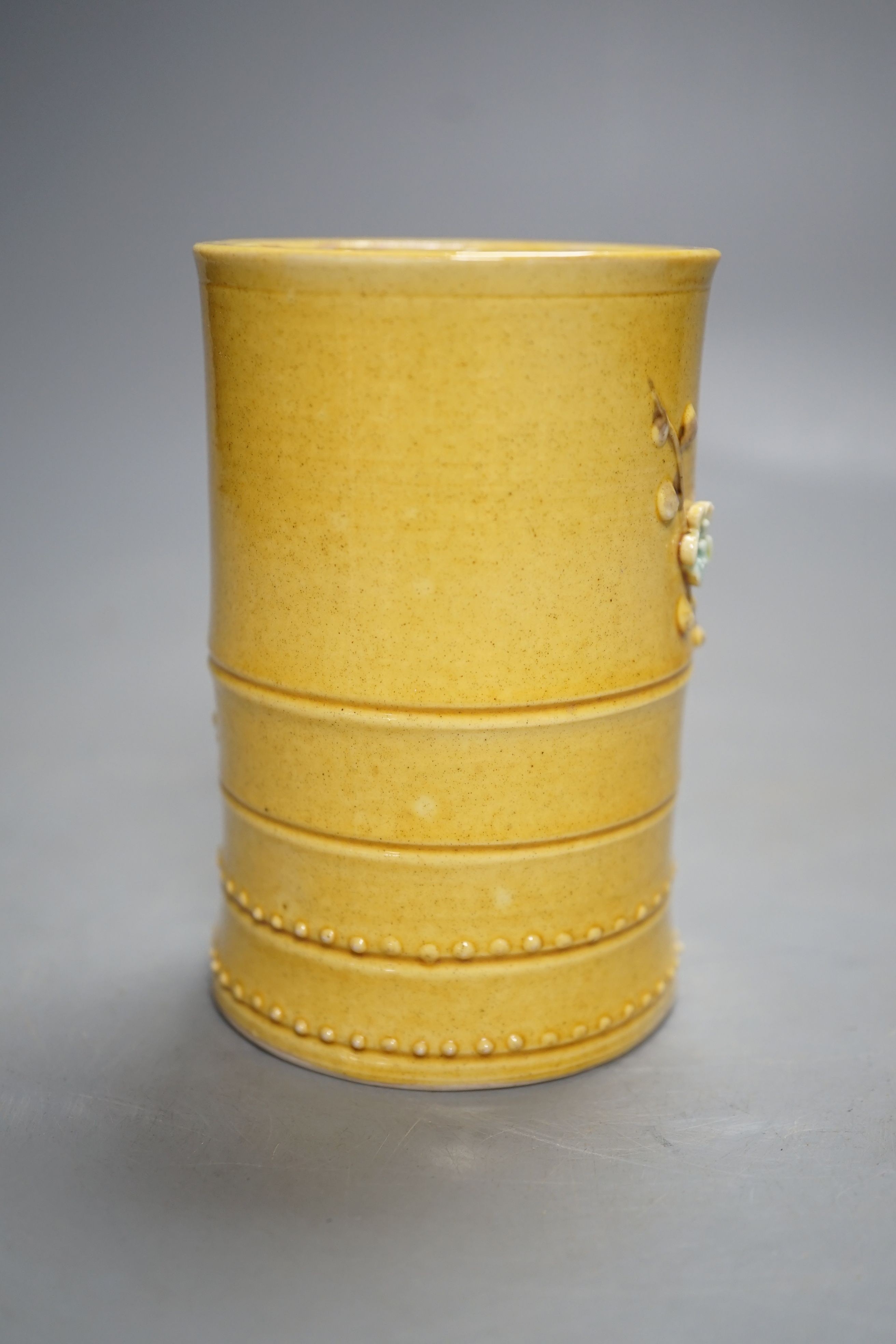 A Chinese yellow glazed small brushpot, Republic period
